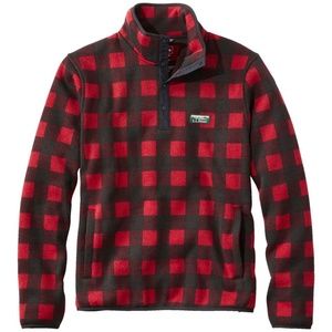 Men's L.L.Bean Sweater Fleece Pullover Buffalo Plaid
